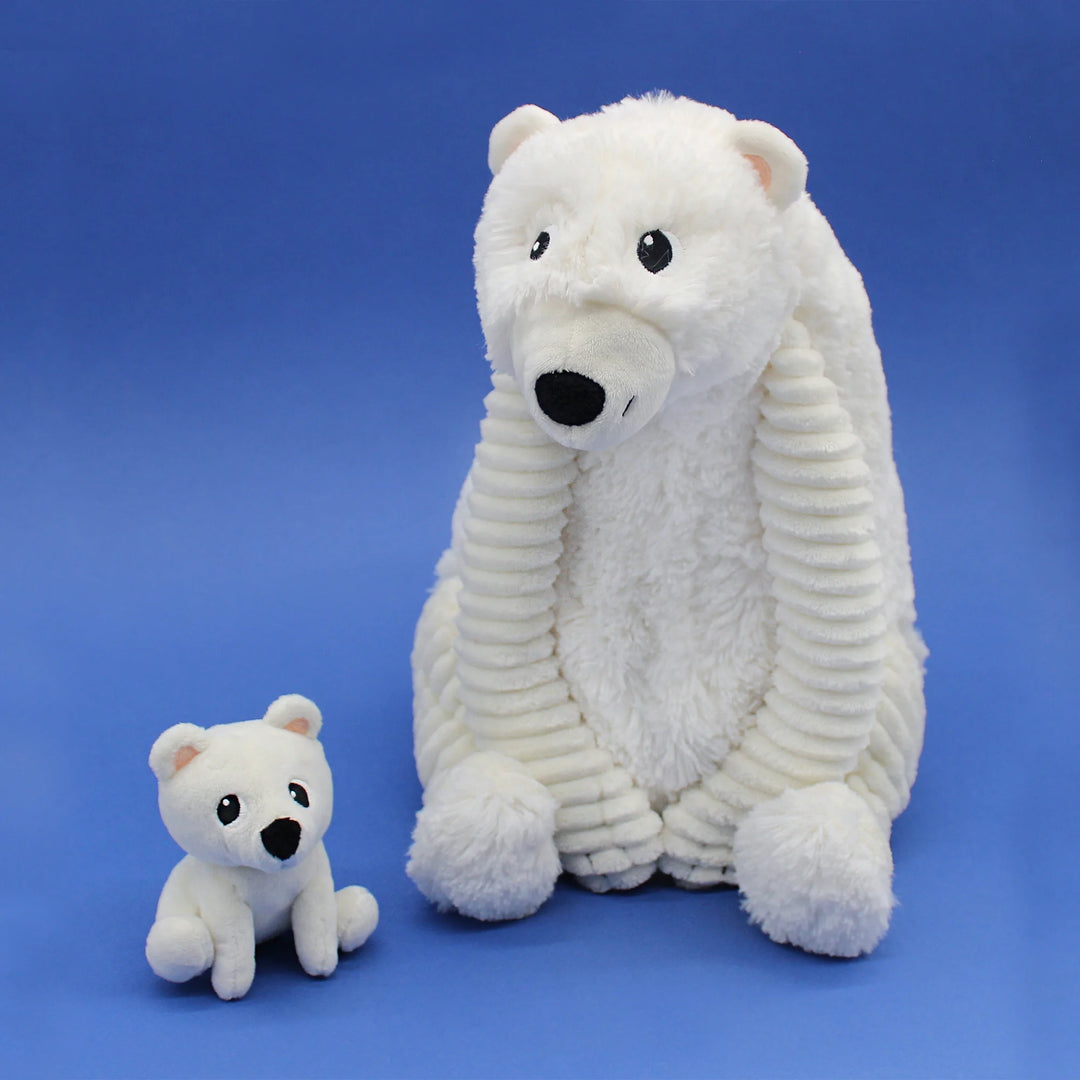 Grobidou white polar bear plush toy with baby bear – Les Ptipotos