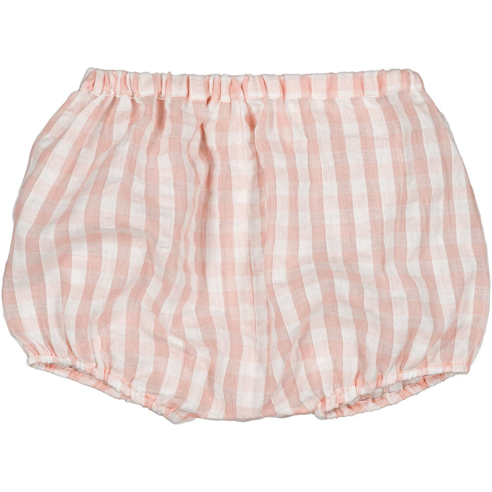 baby girl pink gingham cotton bloomer elastic waist lightweight summer diaper cover