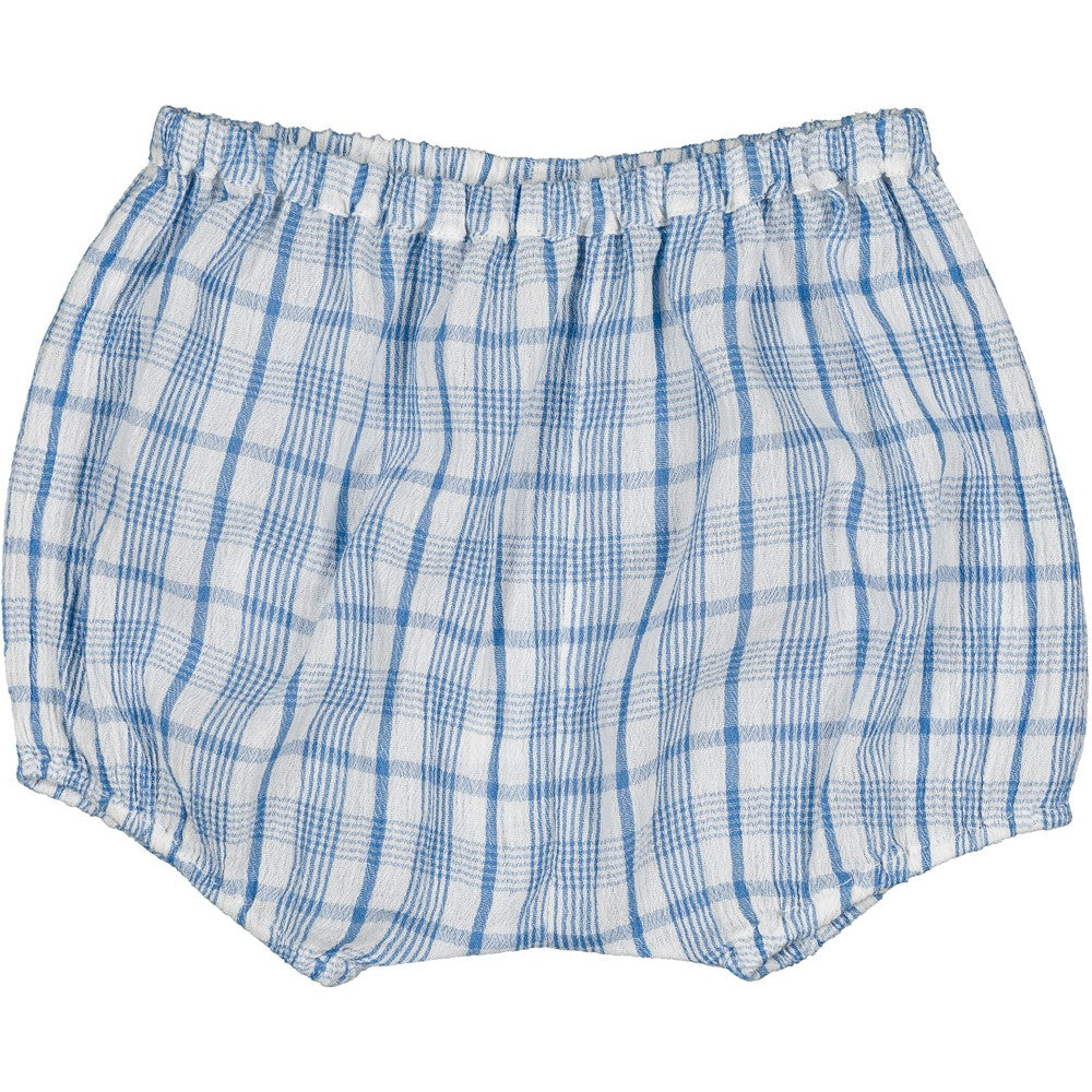 baby blue check cotton bloomer elastic waist lightweight summer baby shorts