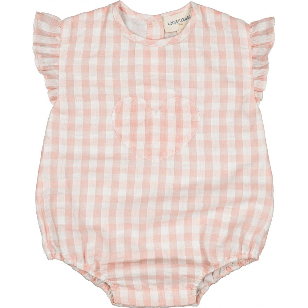 baby girl cotton vichy romper pink