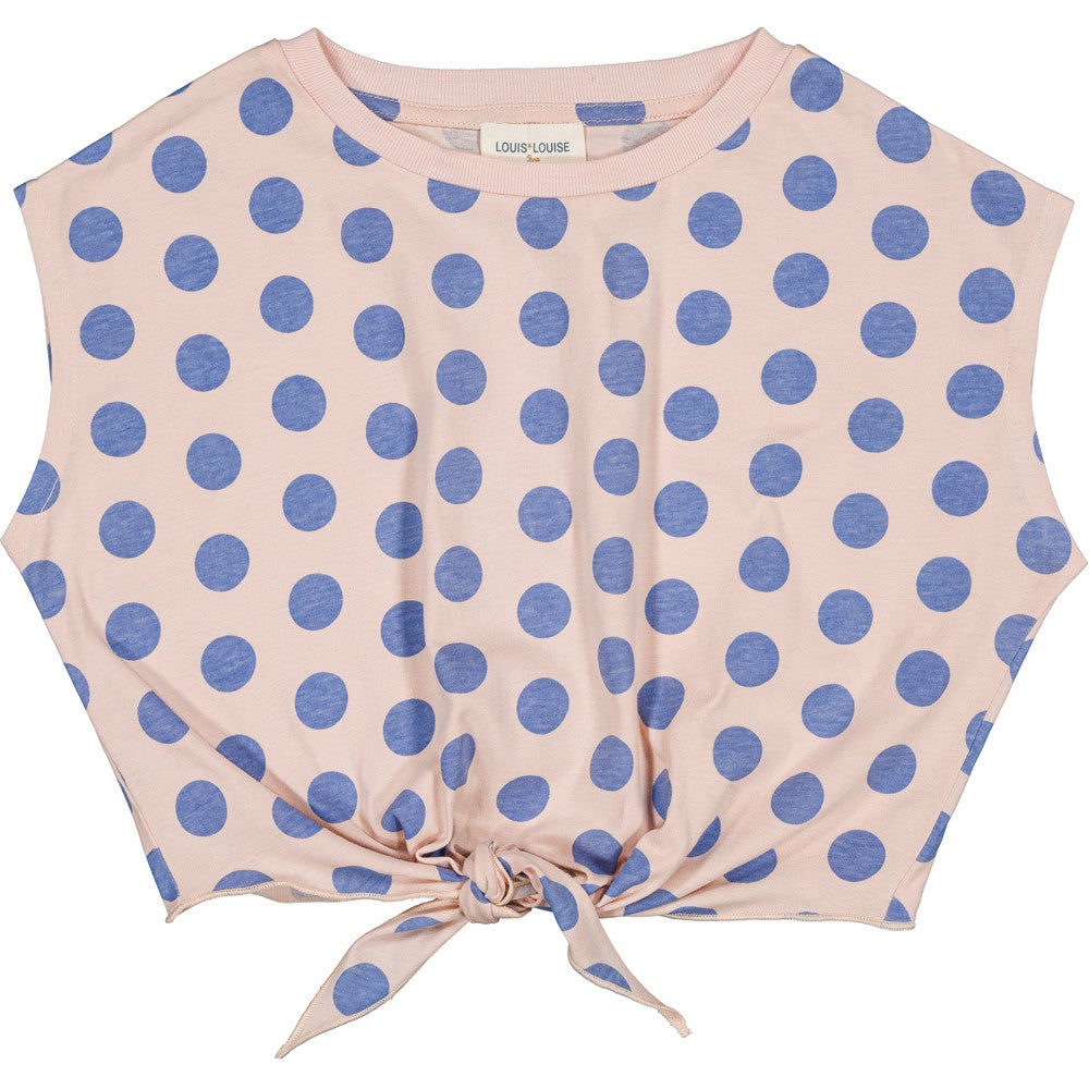girls pink polka dot cotton t-shirt tie front