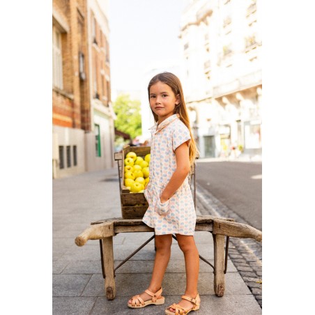 girls cotton heart print terry playsuit with collar pink