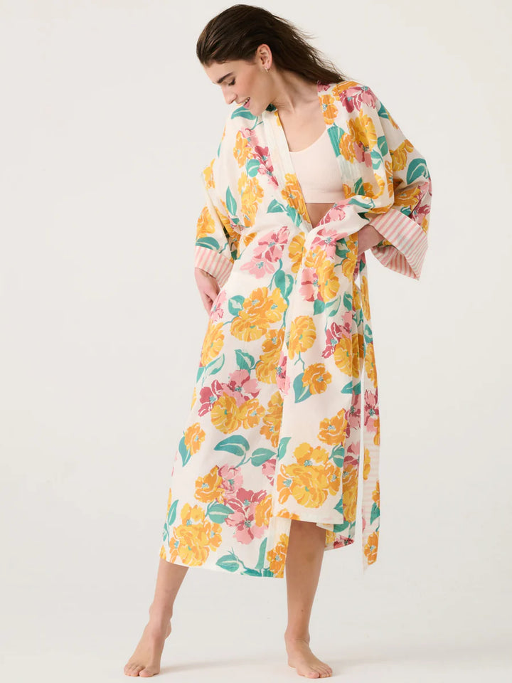 Women Long Kimono Rose Flower - ملابس سباحة