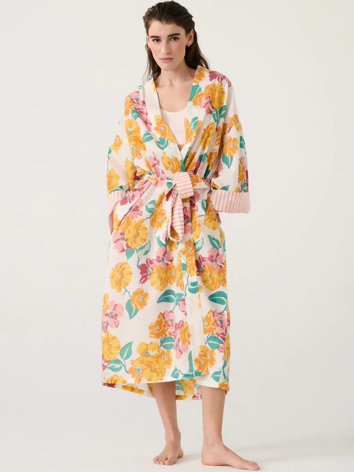 Women Long Kimono Rose Flower - ملابس سباحة
