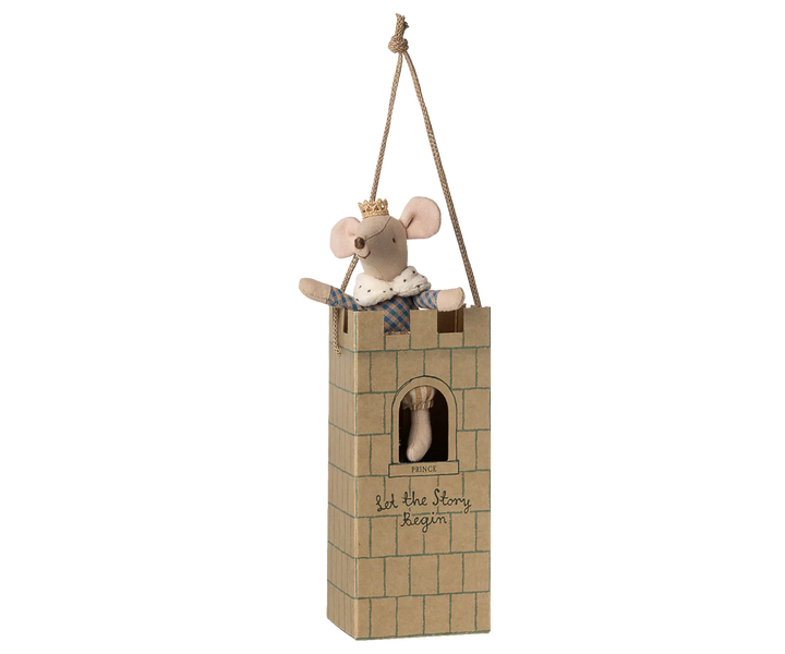 Maileg Prince Mouse Big Brother soft toy in castle gift box