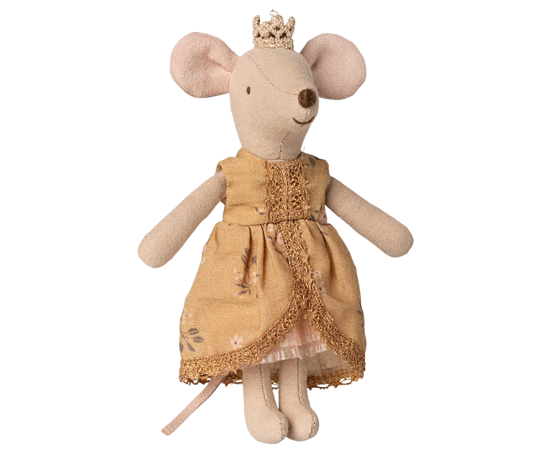 Maileg Princess Mouse Big Sister soft toy in a castle gift box