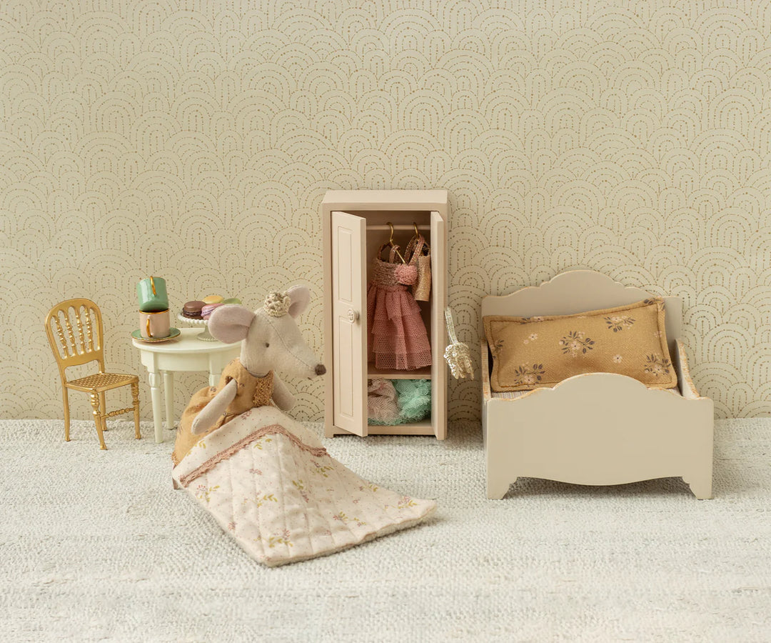 Maileg Princess Mouse Big Sister soft toy in a castle gift box