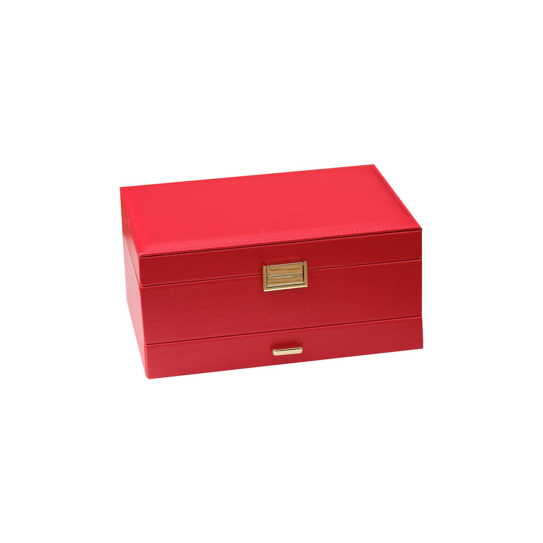 Red jewelry box Denise with organised compartments by Maison Scarlett