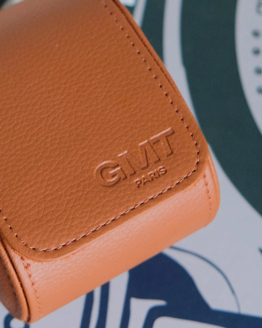Camel single watch travel box with padded interior by Maison Scarlett