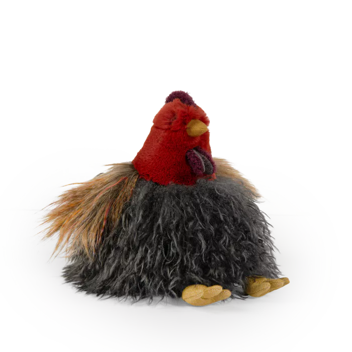 Moulin Roty hen plush toy from Tout Autour du Monde collection with soft textured fur