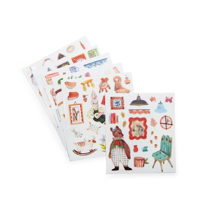 Moulin Roty Les Minouchkas kids sticker activity book with 150 stickers and illustrated colouring pages
