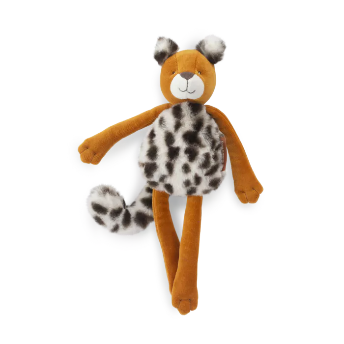 Leopard activity rattle comforter by Moulin Roty for babies