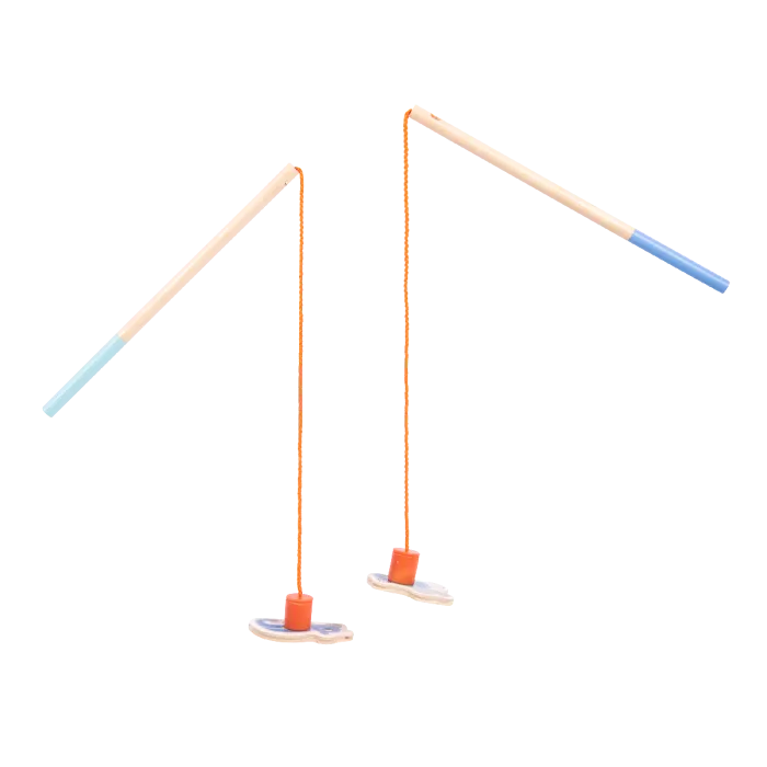 Moulin Roty magnetic fishing game for kids with ocean animals and wooden fishing rods