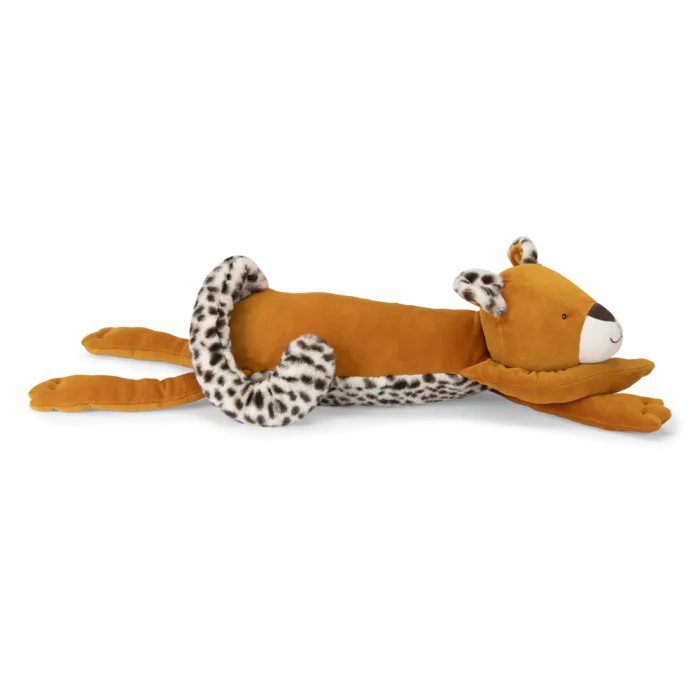 Moulin Roty giant leopard plush toy from La Forêt Mawa collection with soft spotted details