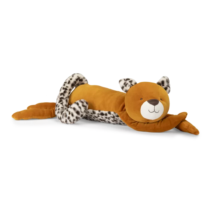 Moulin Roty giant leopard plush toy from La Forêt Mawa collection with soft spotted details