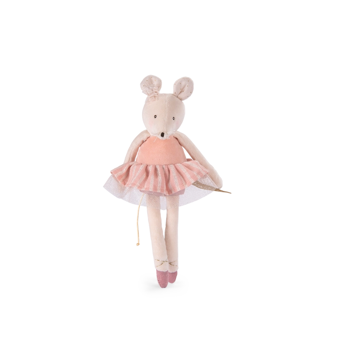 Moulin Roty pink mouse plush toy from La Petite École de Danse collection with pink ballet tutu