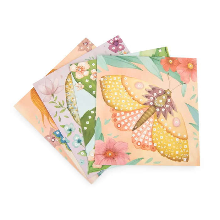 Moulin Roty Les Rosalies kids mosaic craft kit with illustrated floral artwork and mosaic stickers