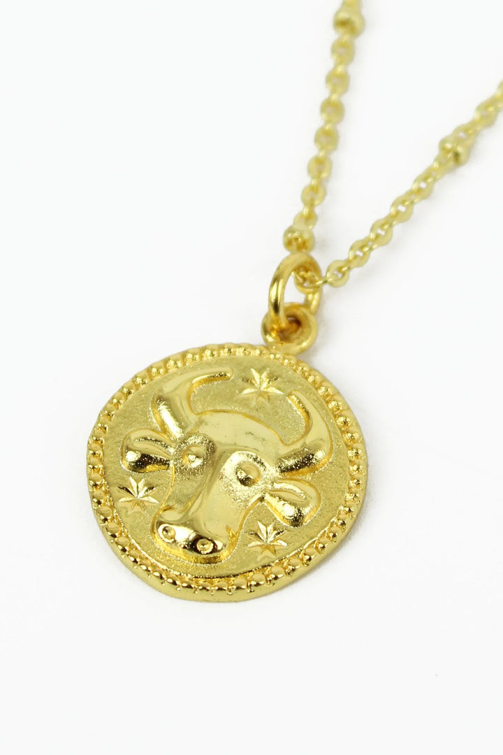 18ct gold-plated zodiac pendant necklace with delicate satellite 