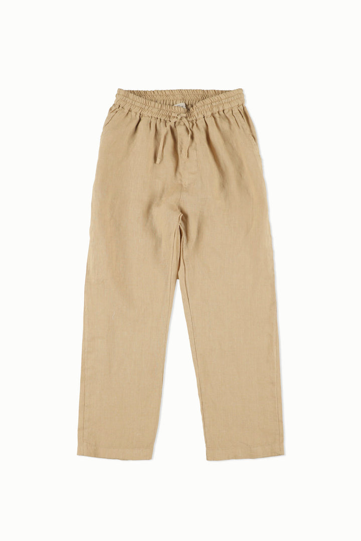 Trousers Boy Dario Linen Beige - ملابس