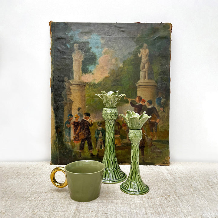 Ceramic Palm Tree Candle Holder - Green - شمعدان