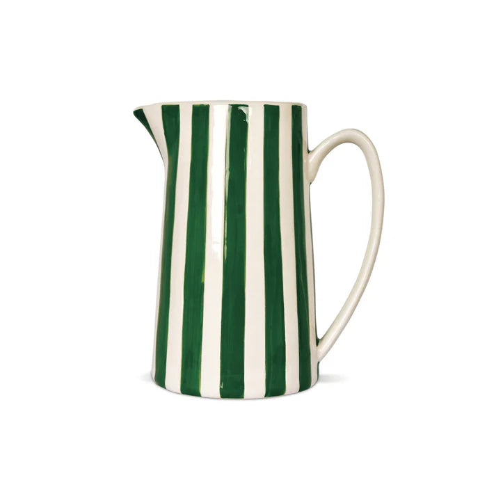 Ceramic Pitcher - Green Stripe - ديكور المنزل