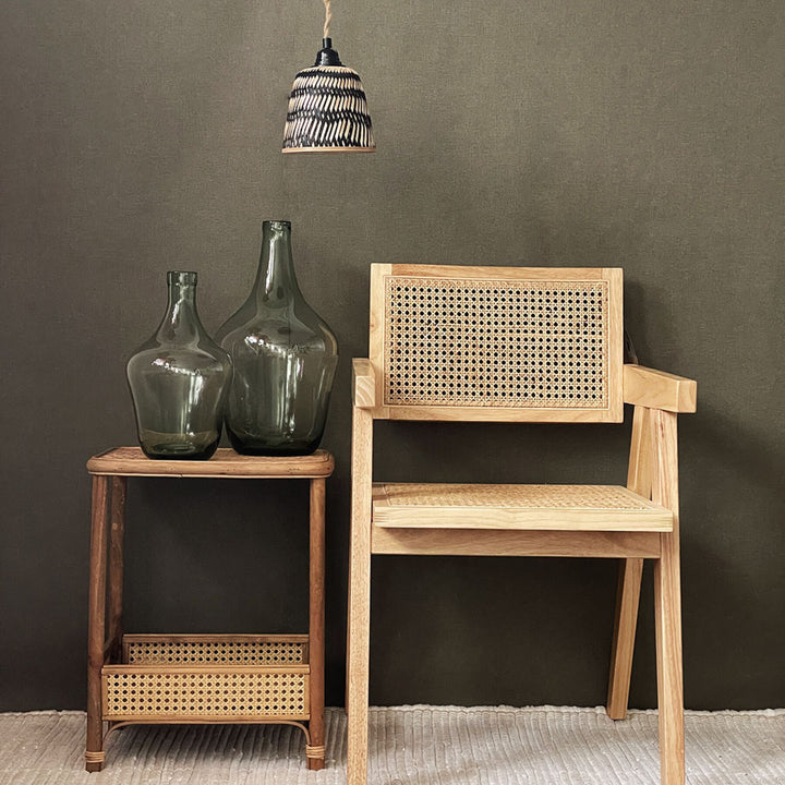 Vase Bamboo & Straw - Green Jar - ديكور المنزل