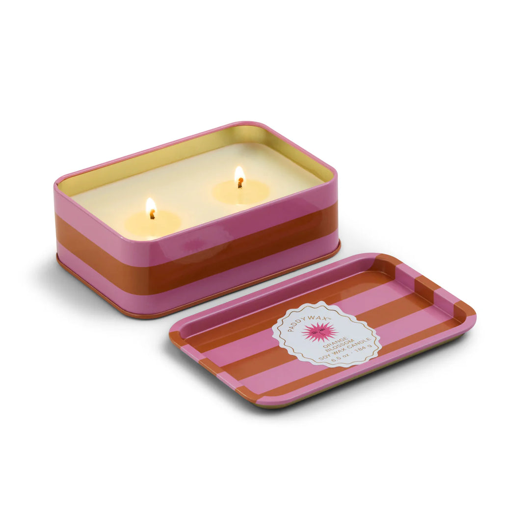 printed tin candle decorative soy wax patterned metal box
