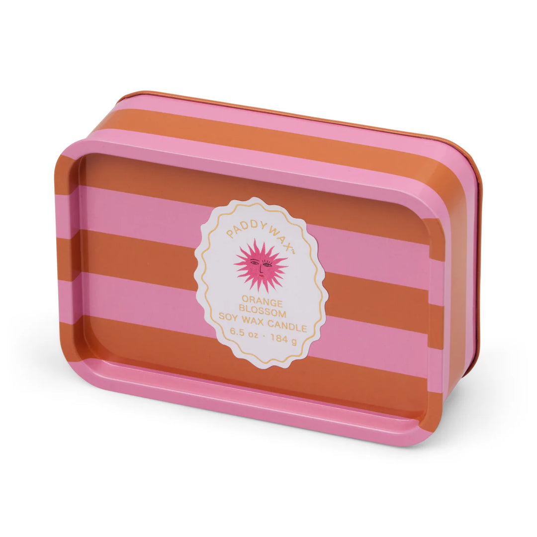 printed tin candle decorative soy wax patterned metal box
