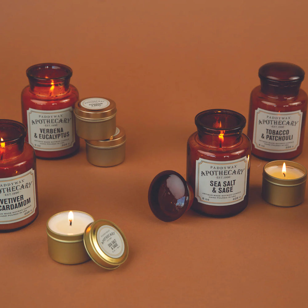 apothecary glass jar candle amber soy wax scented
