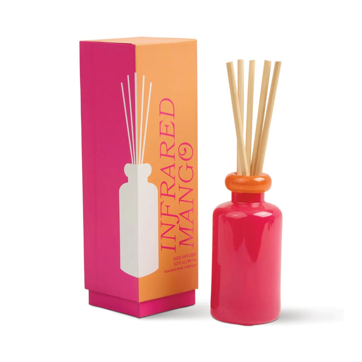 Colorful stack glass reed diffuser with dual tone bottle and natural reeds

