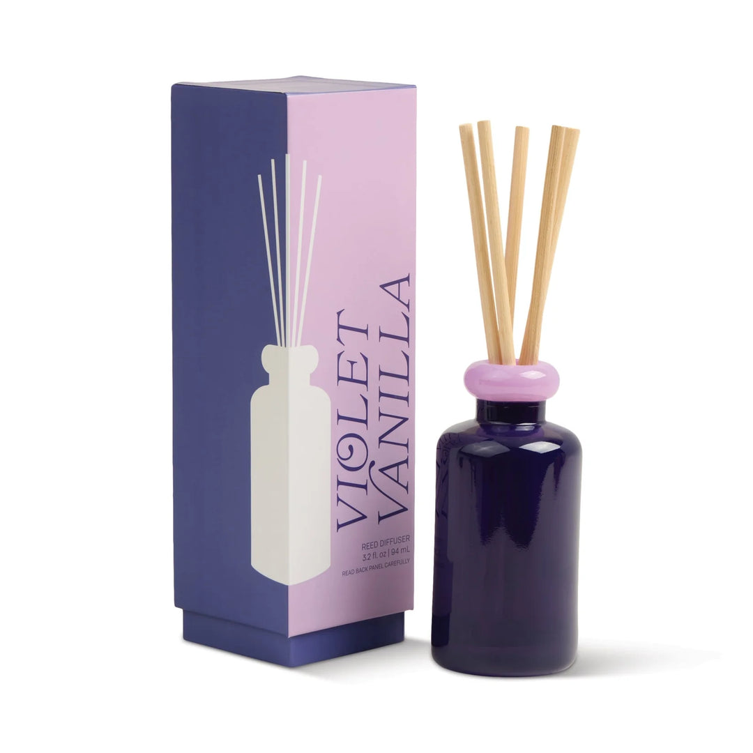 Colorful stack glass reed diffuser with dual tone bottle and natural reeds
