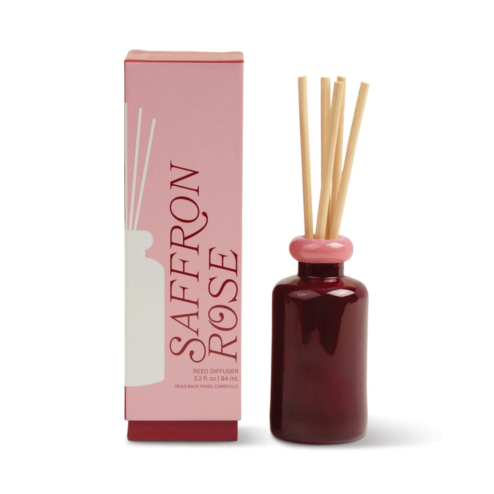 Colorful stack glass reed diffuser with dual tone bottle and natural reeds
