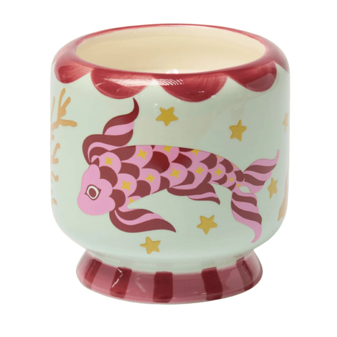 Paddywax A Dopo Ocean Tide 8 oz candle in hand-painted Koi ceramic vessel