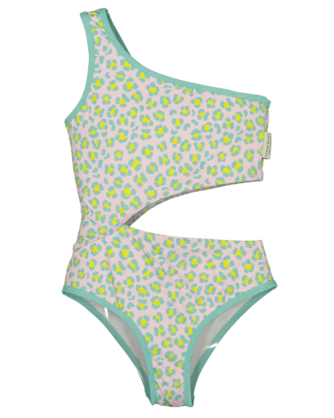 girls asymmetric swimsuit animal dots one shoulder cut out
