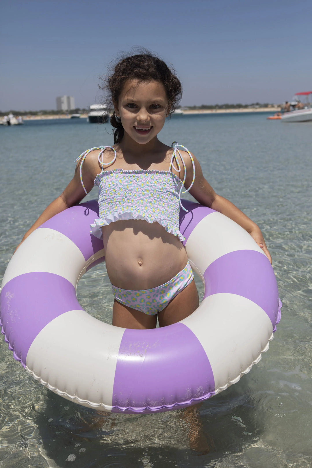 girls smocked bikini candy animal dots two piece swimwear
