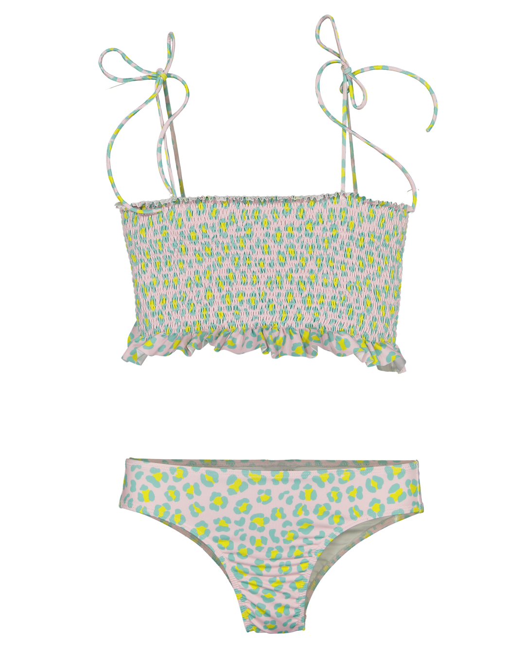 girls smocked bikini candy animal dots two piece swimwear
