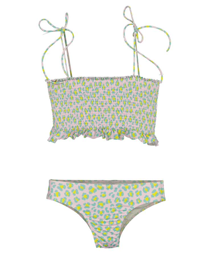 girls smocked bikini candy animal dots two piece swimwear
