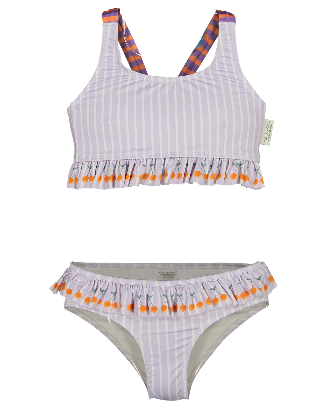 girls lavender cherry bikini set ruffle
