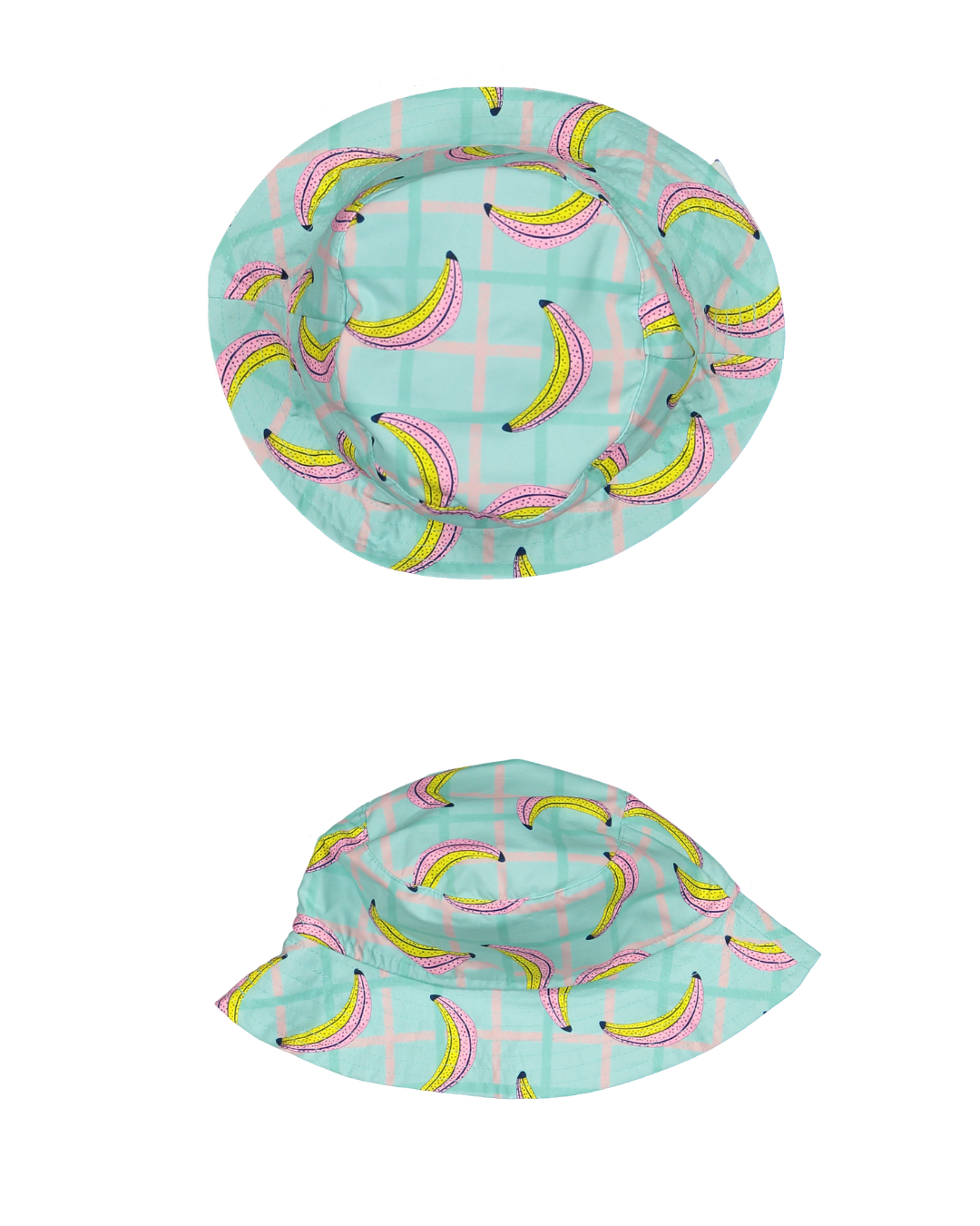 kids banana print bucket hat aqua summer sun hat
