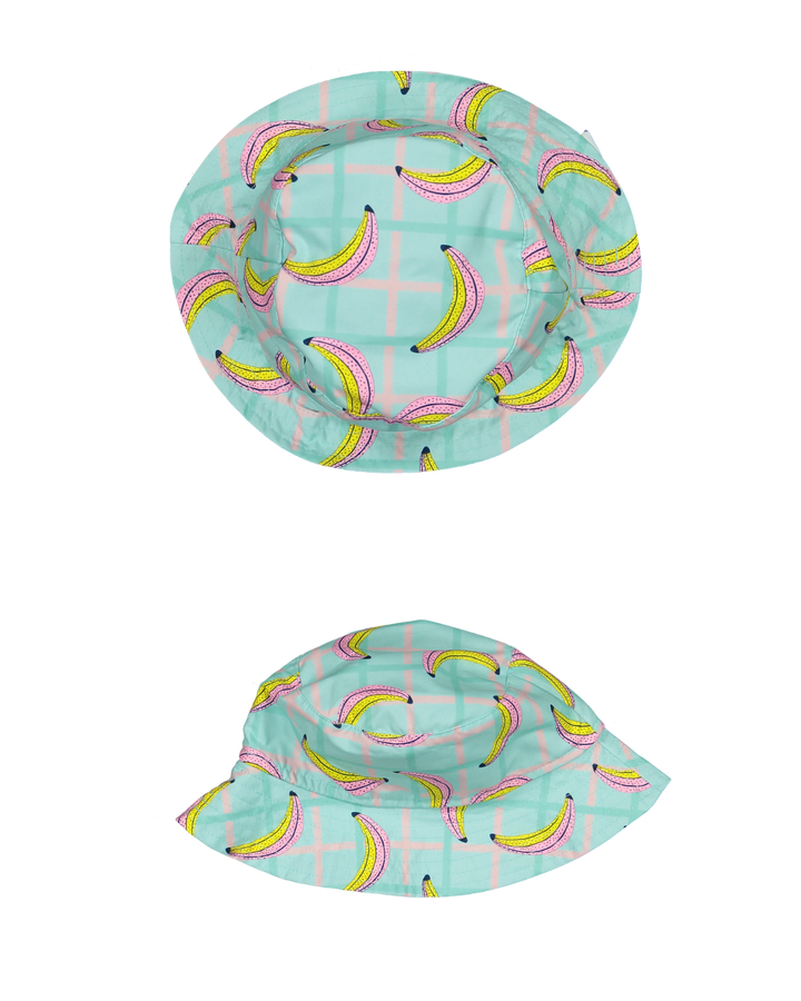 kids banana print bucket hat aqua summer sun hat

