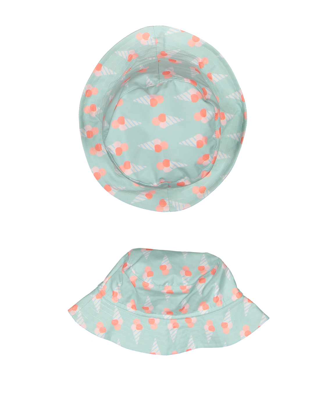 kids bucket hat pastel blue ice cream print summer sun hat
