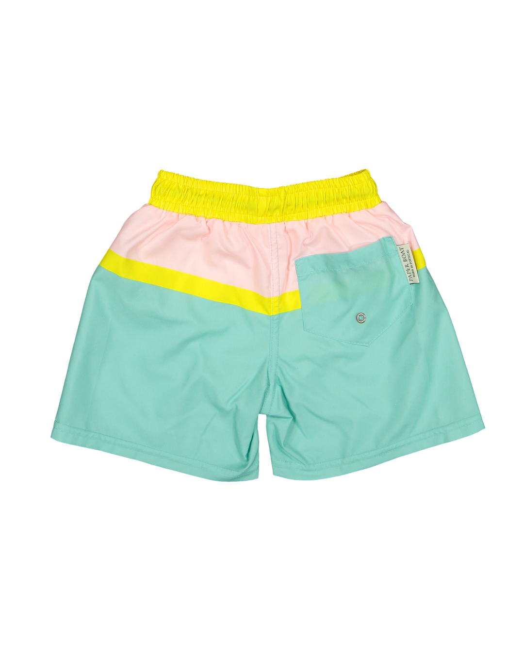 boys swim shorts candy color block mint pink yellow
