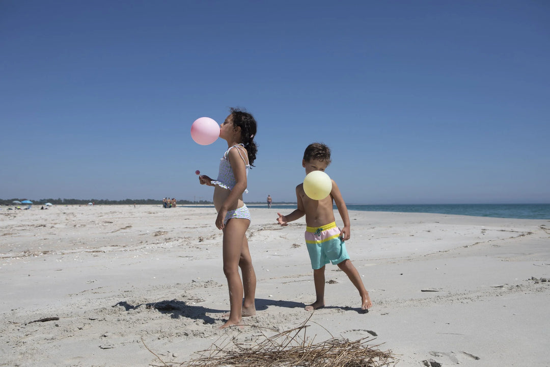 boys swim shorts candy color block mint pink yellow
