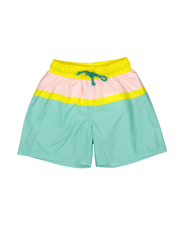 boys swim shorts candy color block mint pink yellow
