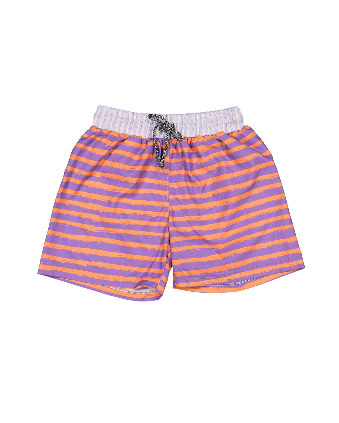 boys lavender orange striped swim shorts
