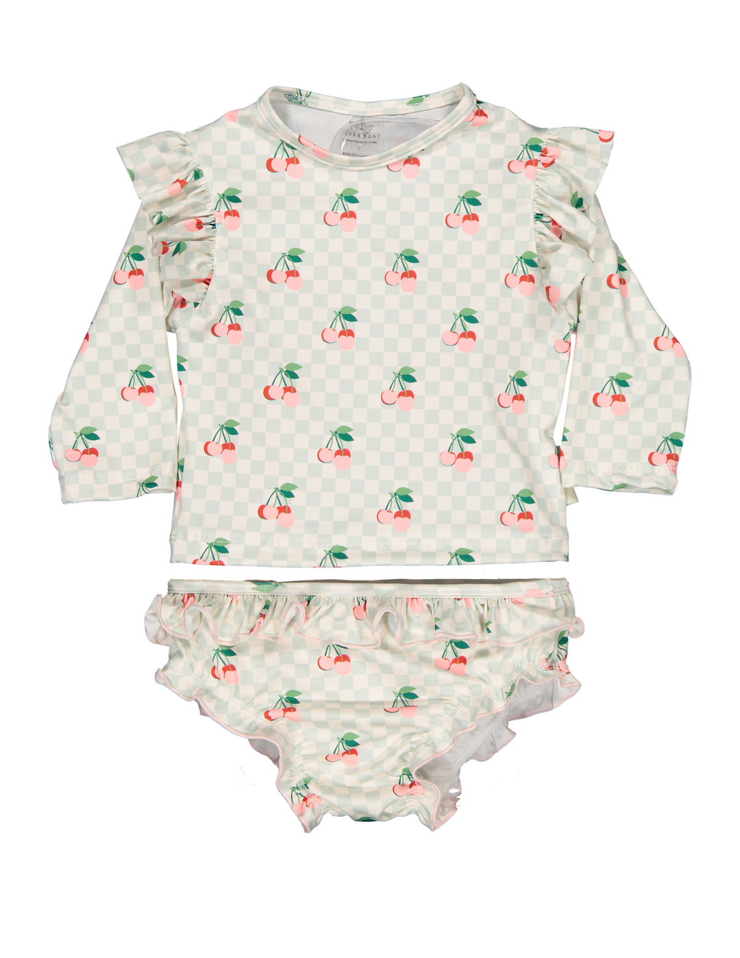 Rashvest Baby Girl Cherries Squares - سباح
