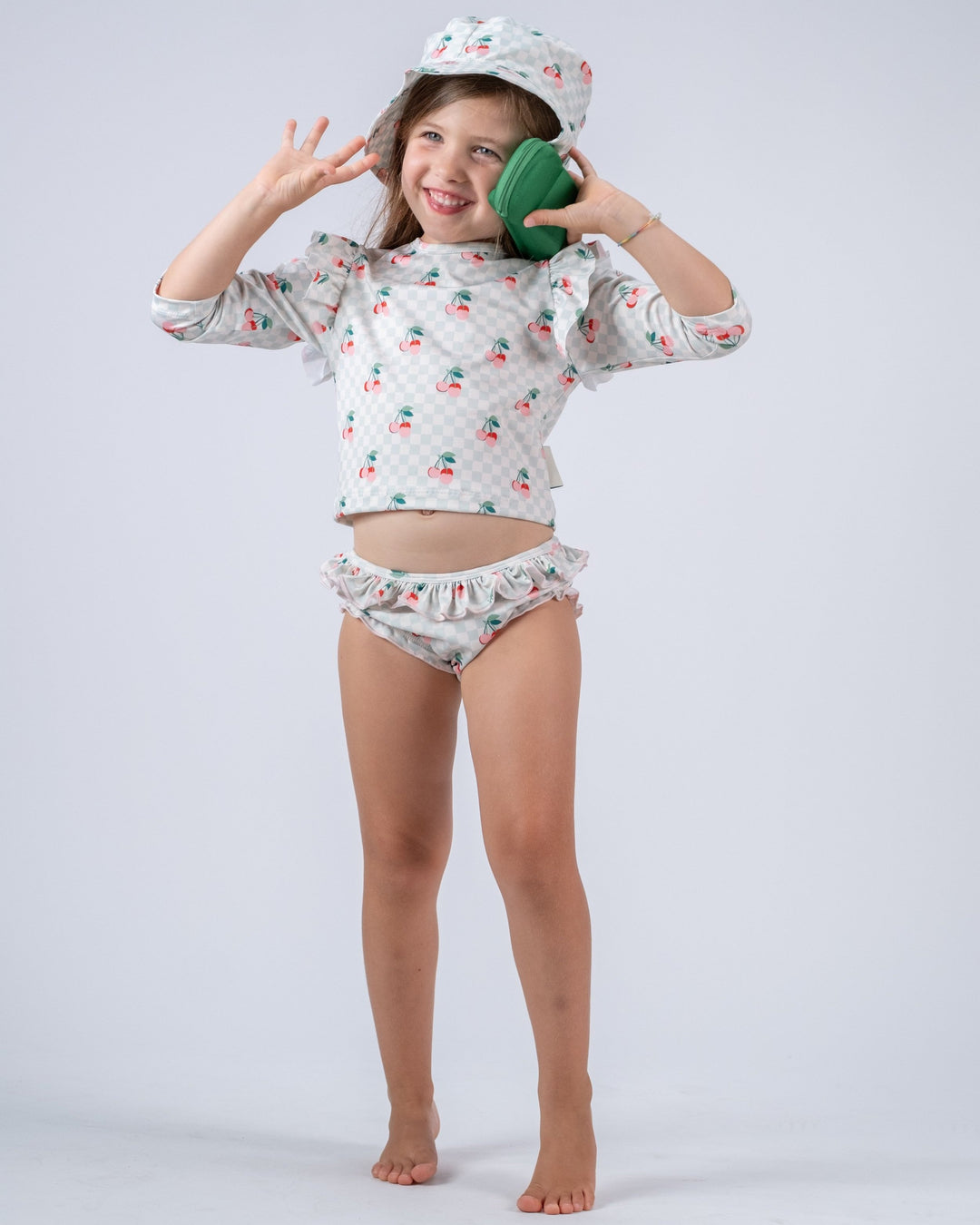 Rashvest Baby Girl Cherries Squares - سباح