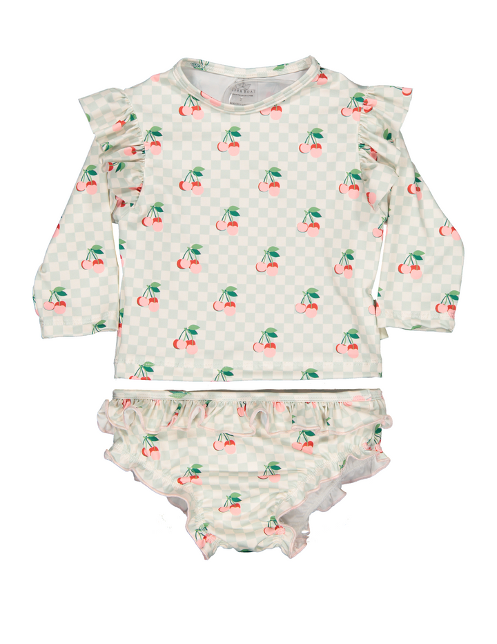 Nappy Pant Baby Girl Cherries Squares - سباح
