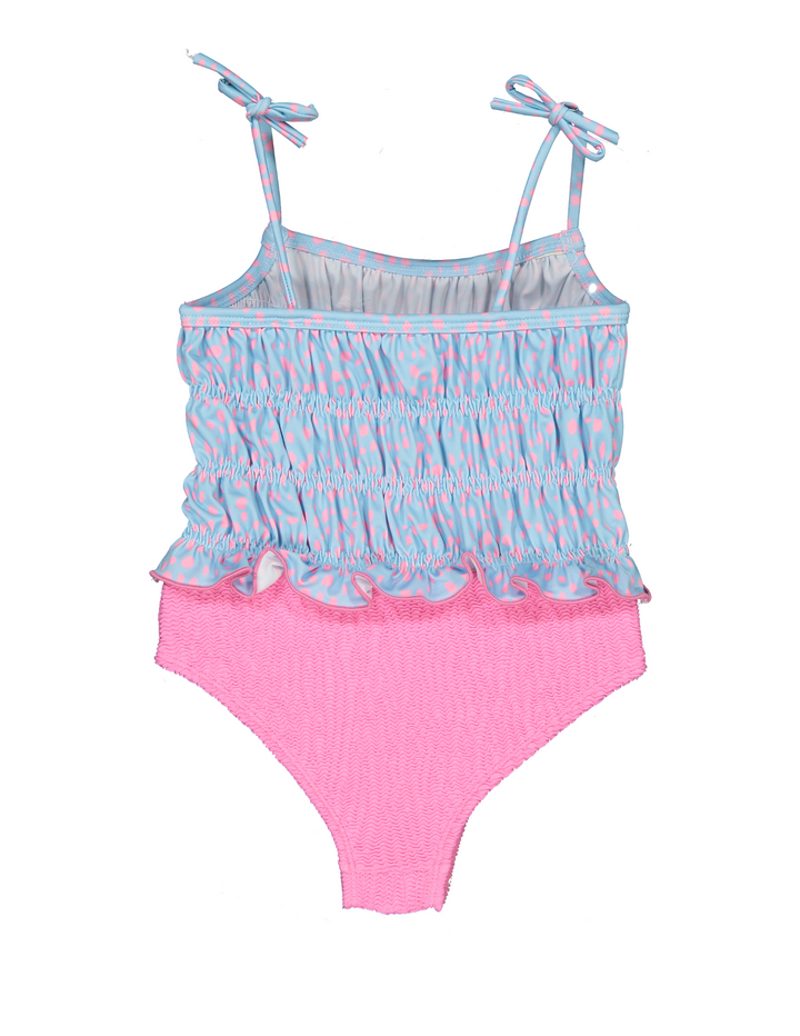 Swimsuit Pink Dots Frilled - سباح