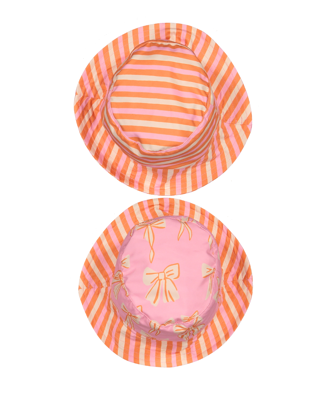 kids striped bucket hat pink orange summer beach

